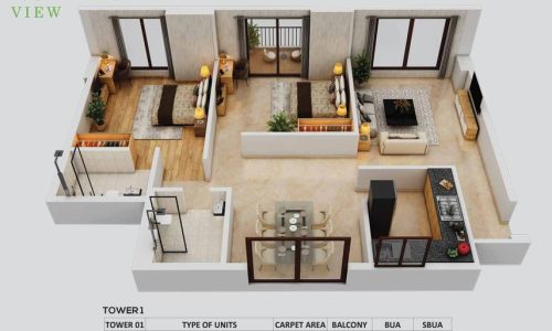 Urban Sereno 2 BHK Floor plan